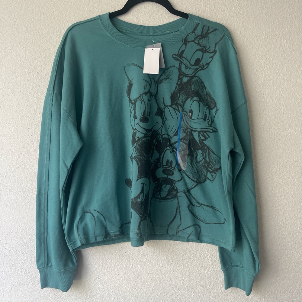 Disney Women's Green Crew Neck Sweater